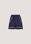 Stitch Detail Linen Blend Shorts, Navy, large