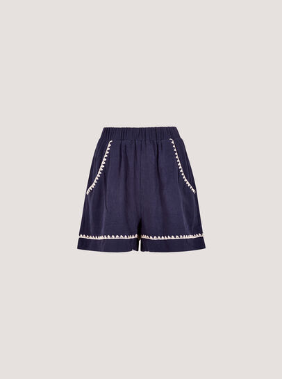 Stitch Detail Linen Blend Shorts