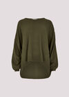 Soft-Touch Oversized Waffle Knit Top, Khaki, large