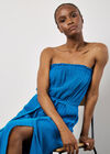 Cotton Wrap Bandeau Jumpsuit, Blue, large
