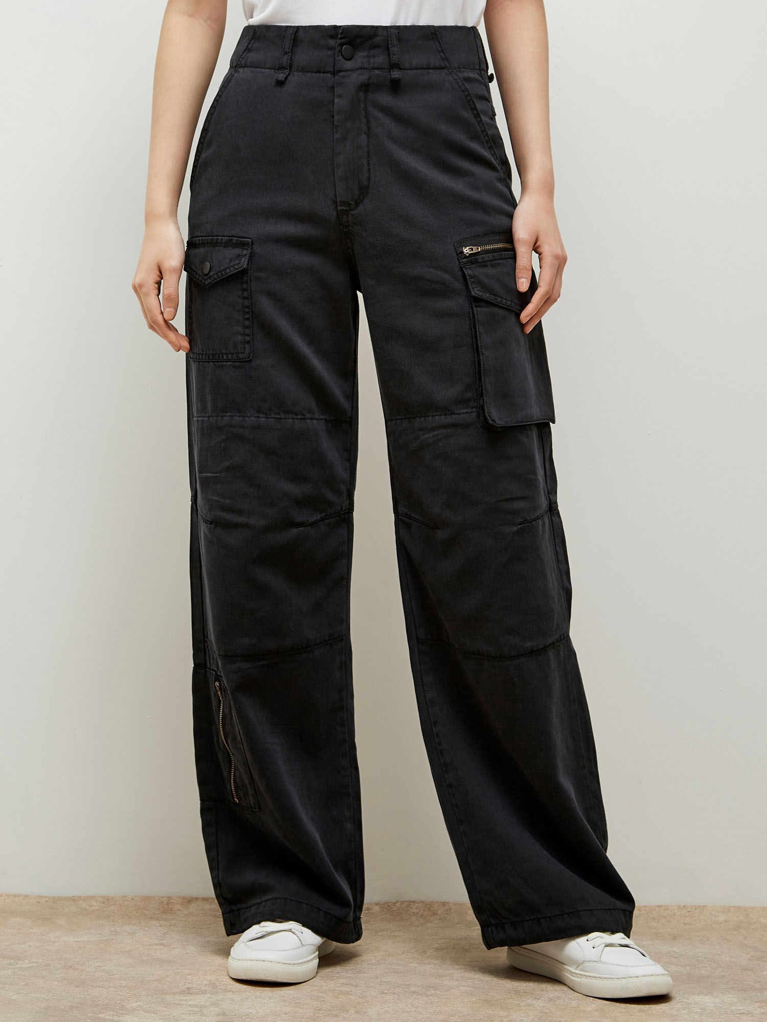 Wide Leg Cargo Jeans Apricot Clothing