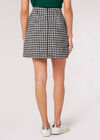 Dogtooth Buttoned Mini Skirt, Black, large
