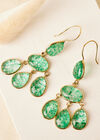 Green Stone Chandelier Earrings, Green, large