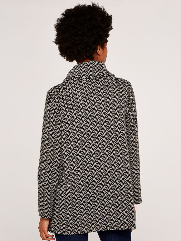 Chevron Single Button Cardigan, Grey, large