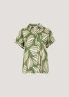 Linen Blend Shell Print Shirt, Green, large