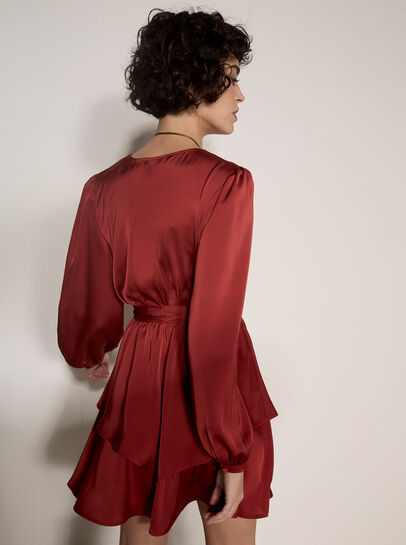 Satin Wrap Mini Dress