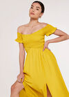 Cross Over Slit Dress, Yellow, large