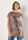 Sequin Cocoon Top, Brown, large