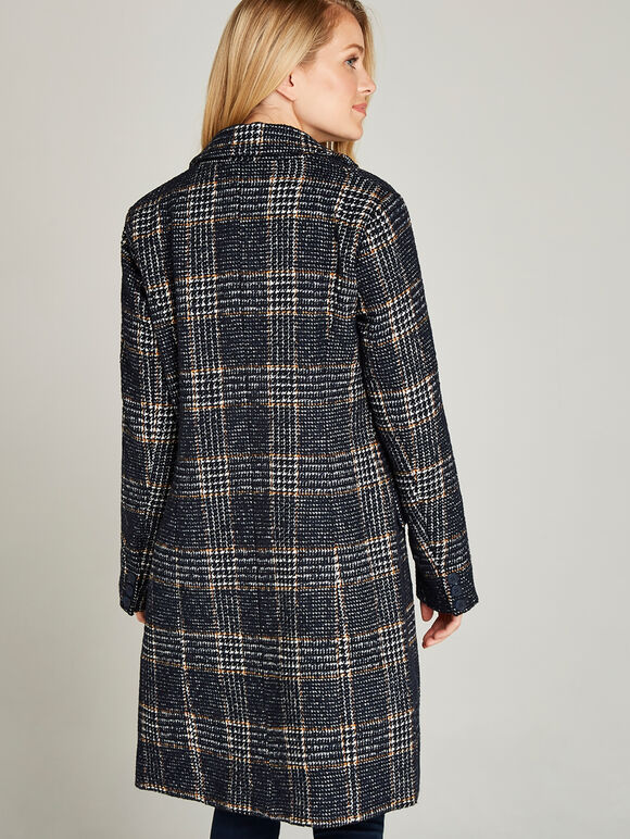 Navy Dogtooth Coat, Navy, large