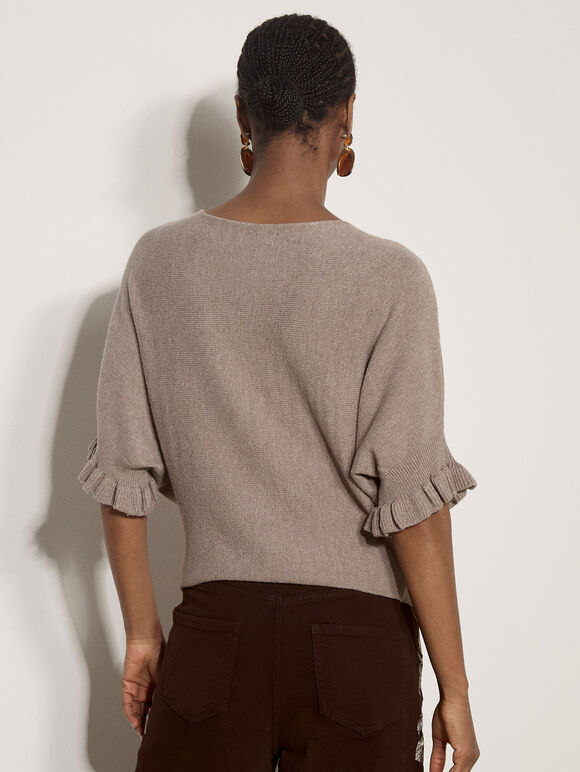 Soft Knit Batwing Top, Stone, large