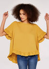 Square Button Back Top, Mustard, large