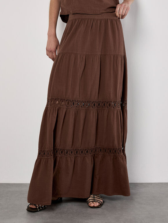 Double Layered Textured Cotton Top and Skirt Co-ord, , large