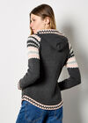 Chevron Sparkle Hooded Jumper, Dark Grey - Charcoal, large
