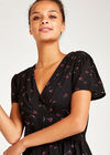 Black Vintage Ditsy Empire Dress, Black, large