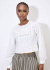Lace Embroidered Cotton Top, White, large