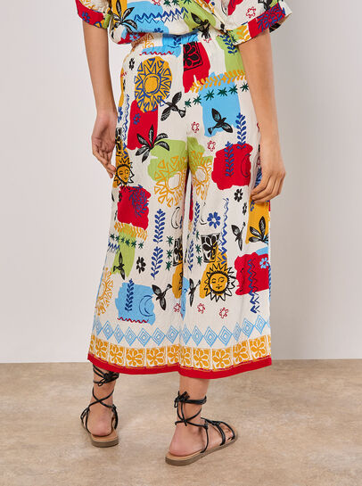 Colourful Sketch Print Culottes