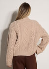 Chunky Cable Knit Cardigan, Stone, large