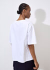 Rhinestone Queen Cotton T-Shirt, White, large