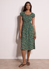Garden Floral Milkmaid Midi Dress, Green, large