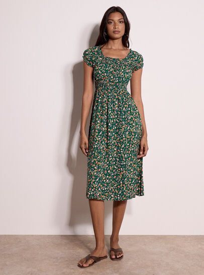 Garden Floral Milkmaid Midi Dress