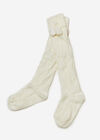 Pom Pom Knit Knee High Socks, Cream, large
