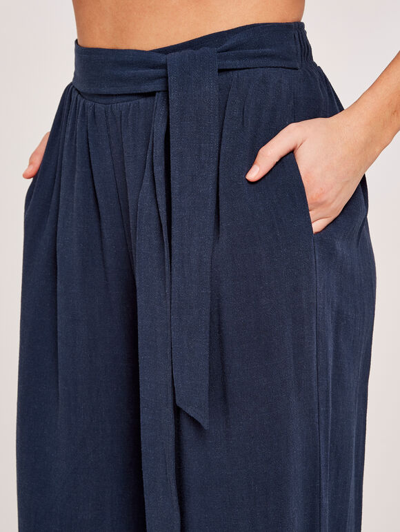 Tie Waist Culottes, Navy, large