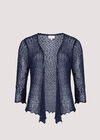 Popcorn Knit Shrug, Navy, large