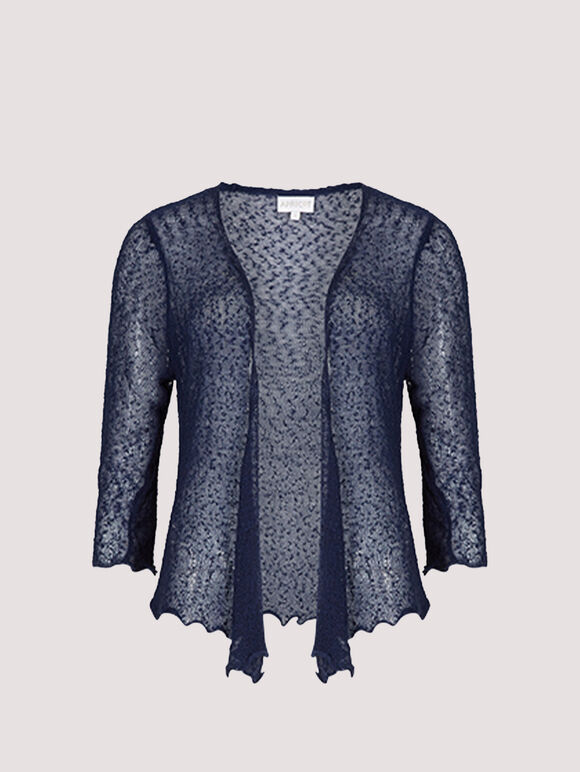 Popcorn Knit Shrug, Navy, large