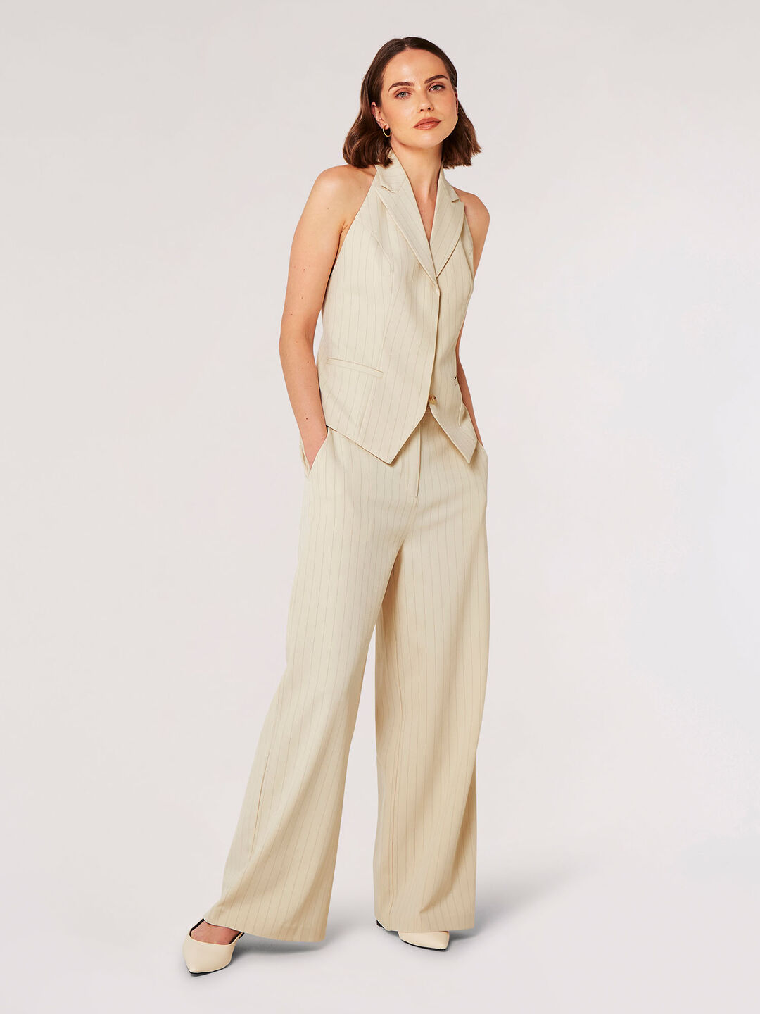 Image of Pinstripe Waistcoat & Palazzo Trousers