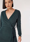 Ribbed Wrap Midi Dress, Green, large