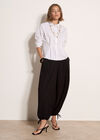 Cinched Cotton Stripe Shirt, White, large