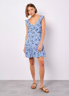 Ditsy Floral Ruffle Mini Dress, Blue, large