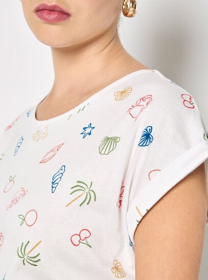 Colourful Tropical Print Jersey T-Shirt