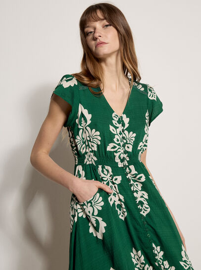 Folk Floral Midi Dress