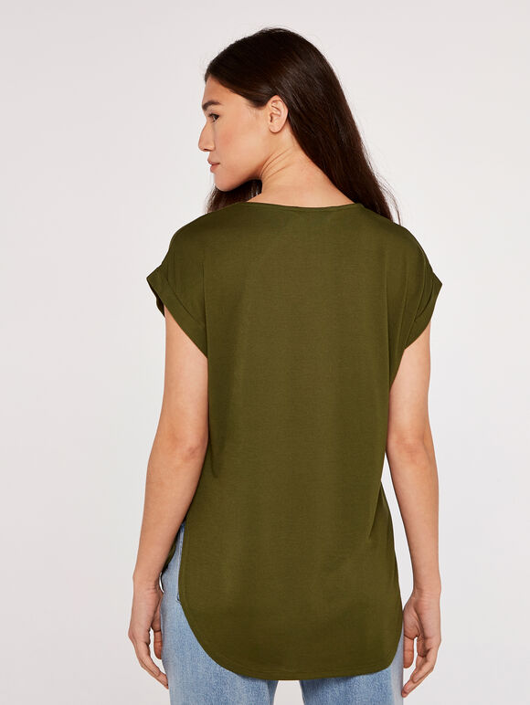 Curved Hem Tee, Green, large