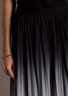 Ombre Pleated Midi Skirt, Black, large