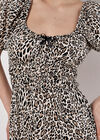 Animal Print Milkmaid Midi Dress, Cream, large