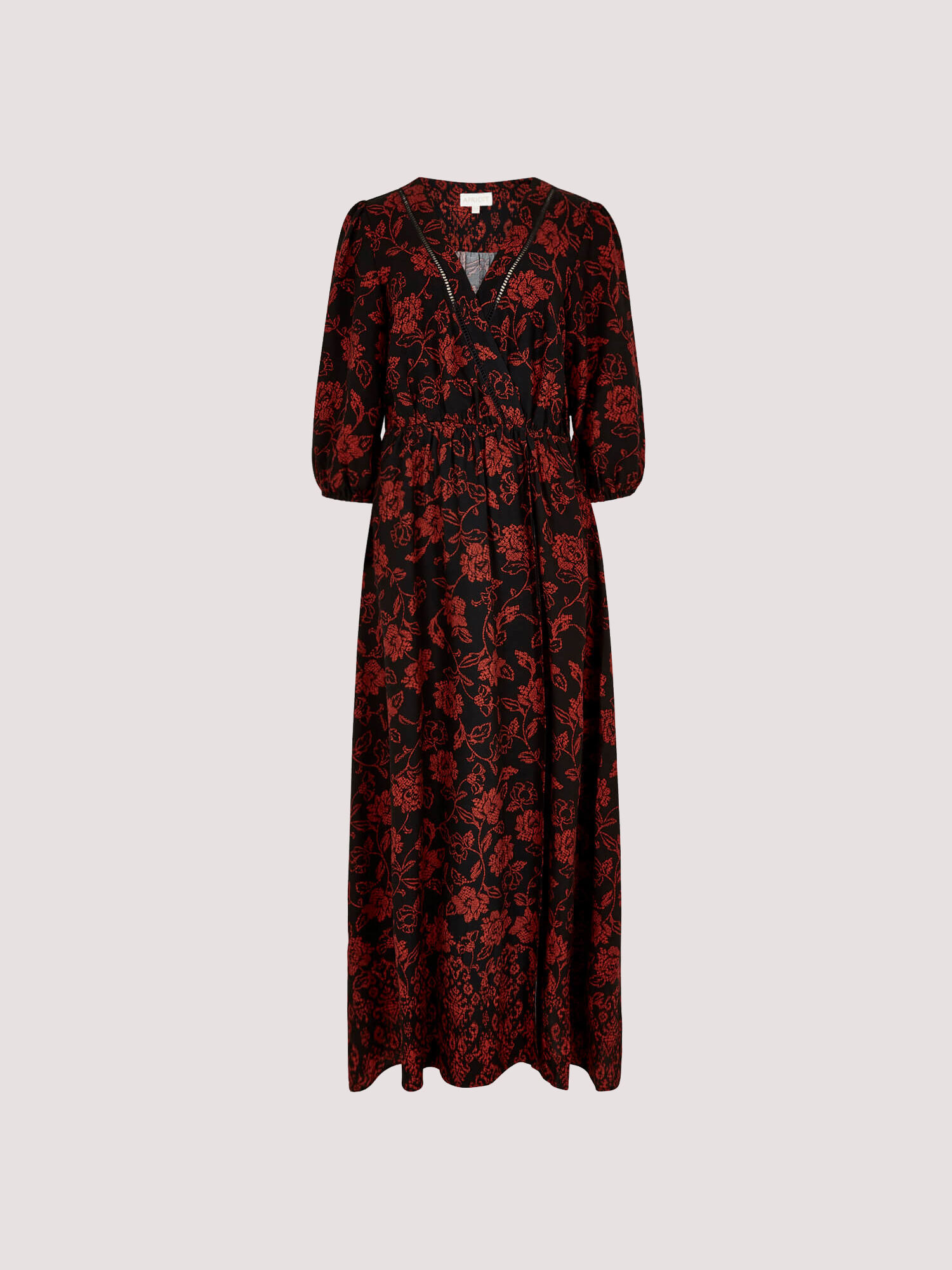 Floral Print Wrap Maxi Dress Apricot Clothing