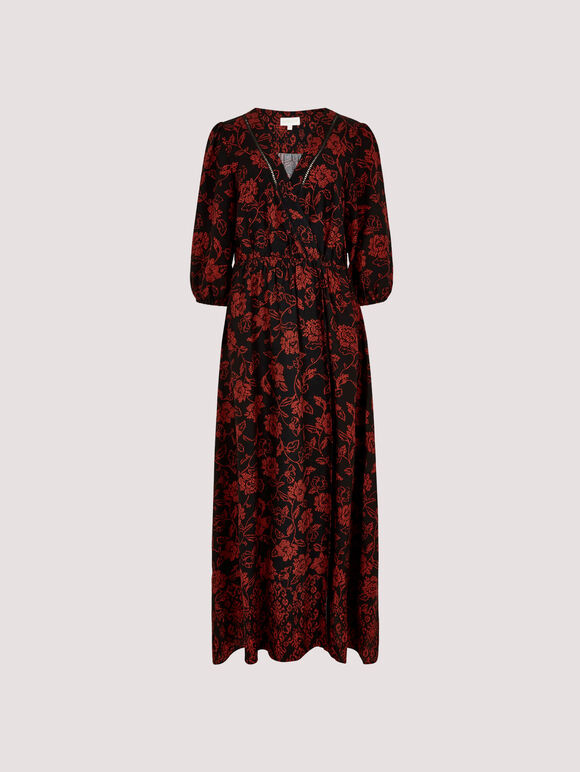 Floral Print Wrap Maxi Dress
, Rust, large