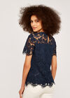  Lace Scallop Edge Top, Navy, large