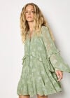 Chiffon Floral Embroidered Mini Dress, Mint, large