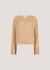 Pointelle Scallop Hem Jumper, Stone, large