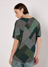 Geometric Patchwork Textured T-Shirt, Green, large