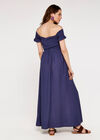 Cross Over Slit Dress, Blue, large