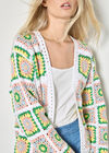 Pastel Floral Crochet Cardigan, Yellow, large