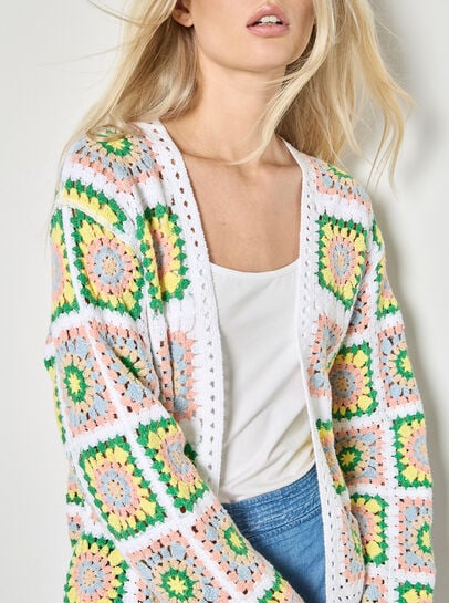 Pastel Floral Crochet Cardigan