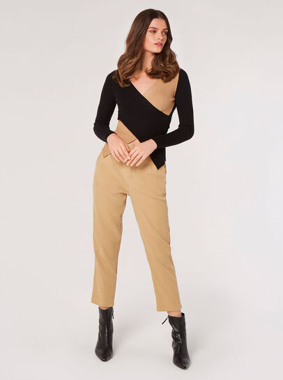 Colour Block Cropped Wrap Jumper