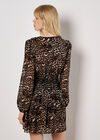 Leopard Print Tiered Mini Dress, Stone, large