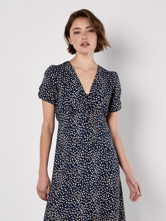 Animal Print Midaxi Dress, Navy, large