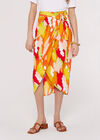 Printed  Wrap Midi Skirt, Orange, large